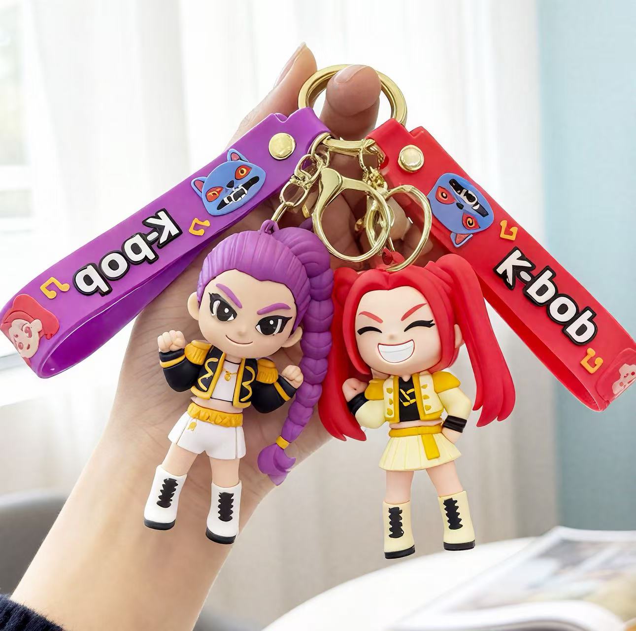 KPOP Demon Slayer Girls 3D Figure Keychain – Anime Bag & Car Charm
