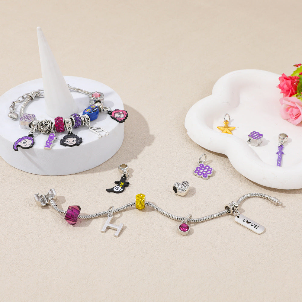 KPOP Demon Slayer Girls Beaded Bracelet DIY Gift Set
