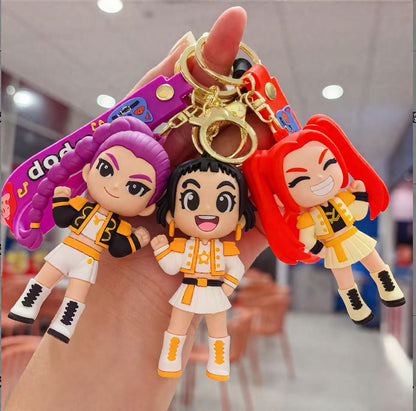 KPOP Demon Slayer Girls 3D Figure Keychain – Anime Bag & Car Charm