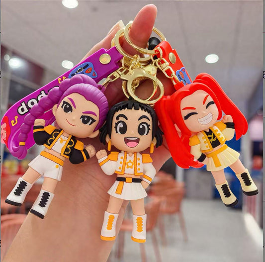 KPOP Demon Slayer Girls 3D Figure Keychain – Anime Bag & Car Charm