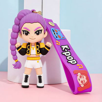 KPOP Demon Slayer Girls 3D Figure Keychain – Anime Bag & Car Charm