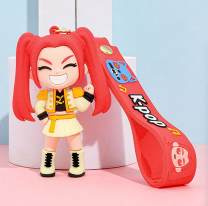 KPOP Demon Slayer Girls 3D Figure Keychain – Anime Bag & Car Charm