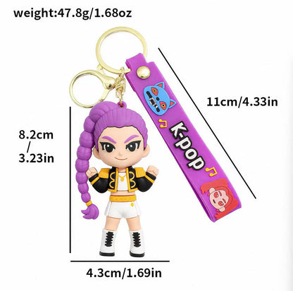 KPOP Demon Slayer Girls 3D Figure Keychain – Anime Bag & Car Charm