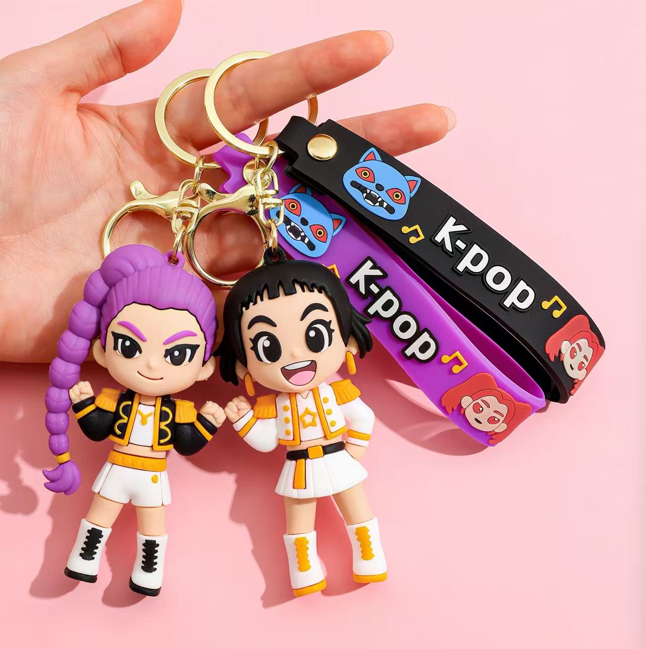 KPOP Demon Slayer Girls 3D Figure Keychain – Anime Bag & Car Charm