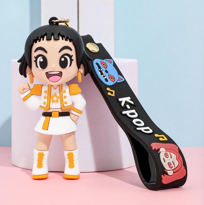 KPOP Demon Slayer Girls 3D Figure Keychain – Anime Bag & Car Charm