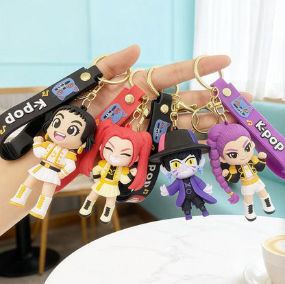 KPOP Demon Slayer Girls 3D Figure Keychain – Anime Bag & Car Charm